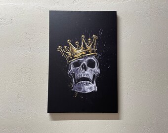 Skull King, Skull King Canvas Art, Black and Gold Wall Art, Abstract Wall Decor, Modern Canvas, Trendy Art Canvas, Skeleton Art Canvas,