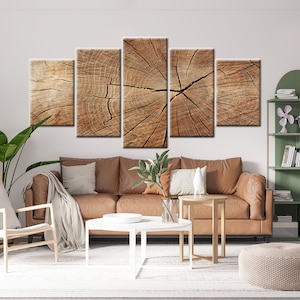 Tree Ring Canvas, Tree Wall Art, Wood Texture Wall Decor, Wood Crack Canvas, Wood Canvas Print, Abstract Canvas Print, Trendy Wall Art, 5 Panel Diamonds