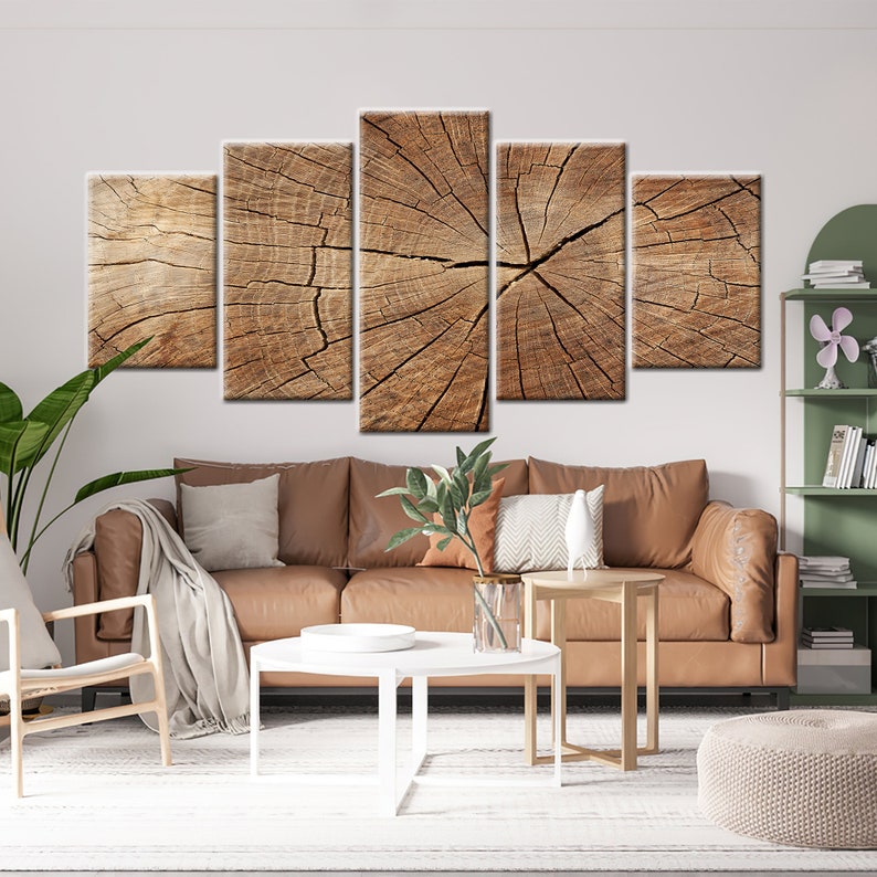 Tree Ring Canvas, Tree Wall Art, Wood Texture Wall Decor, Wood Crack Canvas, Wood Canvas Print, Abstract Canvas Print, Trendy Wall Art, 5 Panel Diamonds