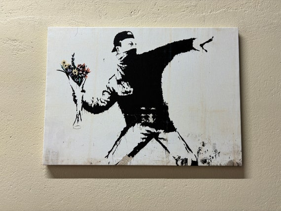 Banksy Flower Bomber Canvas Print: Street Art Graffiti Decor - Etsy