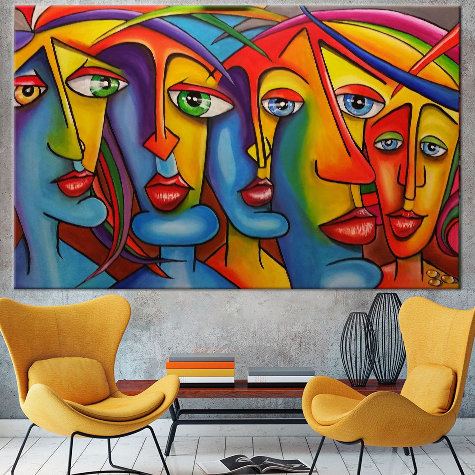 Abstract Face Canvas: Colorful Modern Wall Art