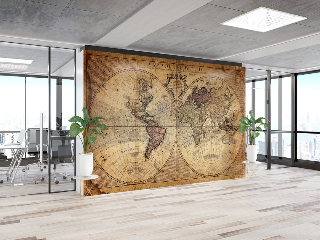 Vintage World Map Canvas Wall Art: Old World Style - Etsy