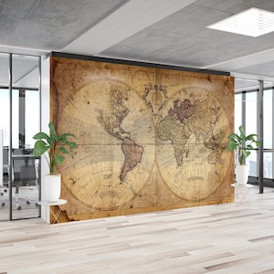 Arte mural con mapas antiguos, póster de mapas para pared, papel tapiz moderno, mapa del viejo mundo, papel tapiz personalizado, arte mural de papel, papel tapiz vintage,
