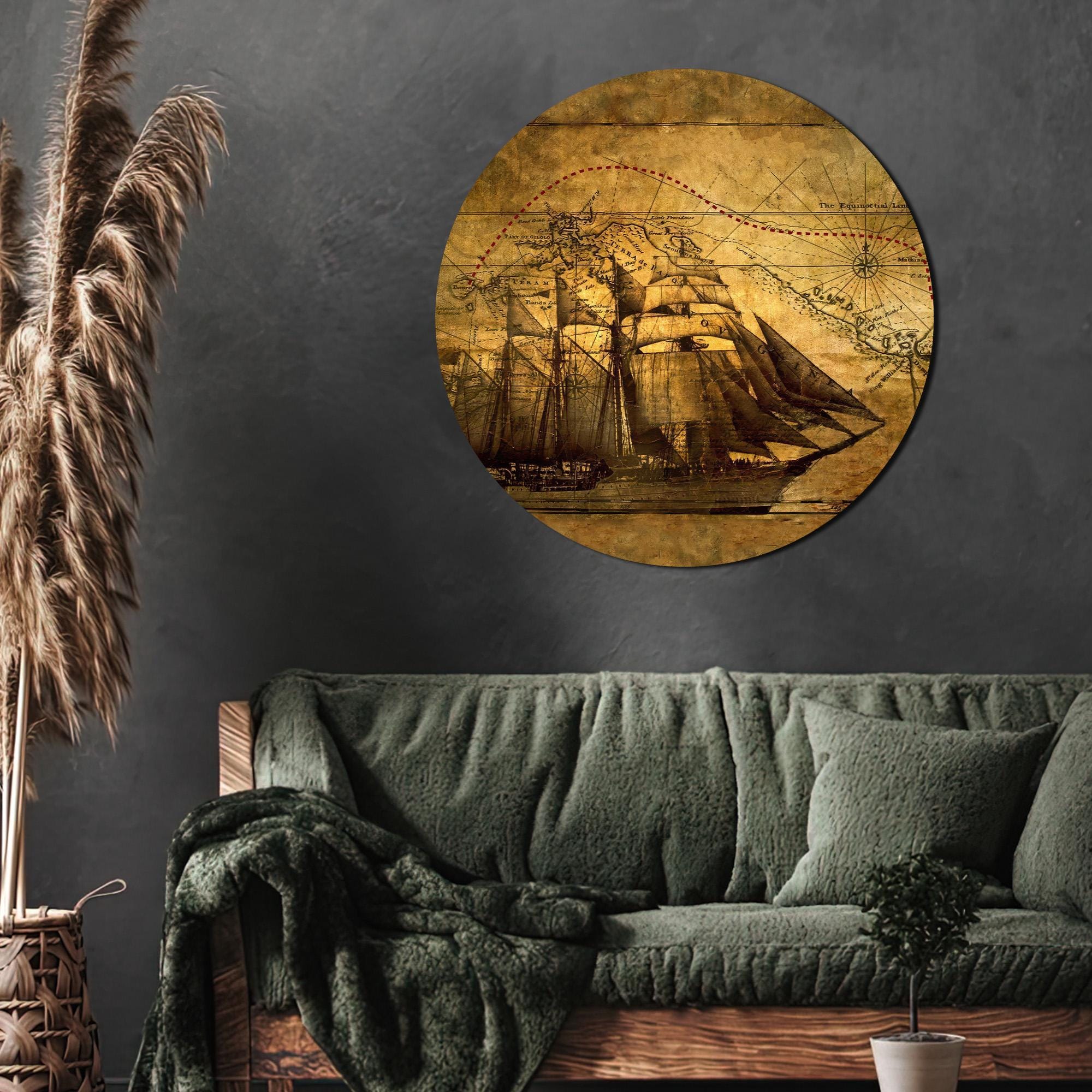 Pirate Treasure Map Canvas Wall Art: Vintage Ship Decor - Etsy