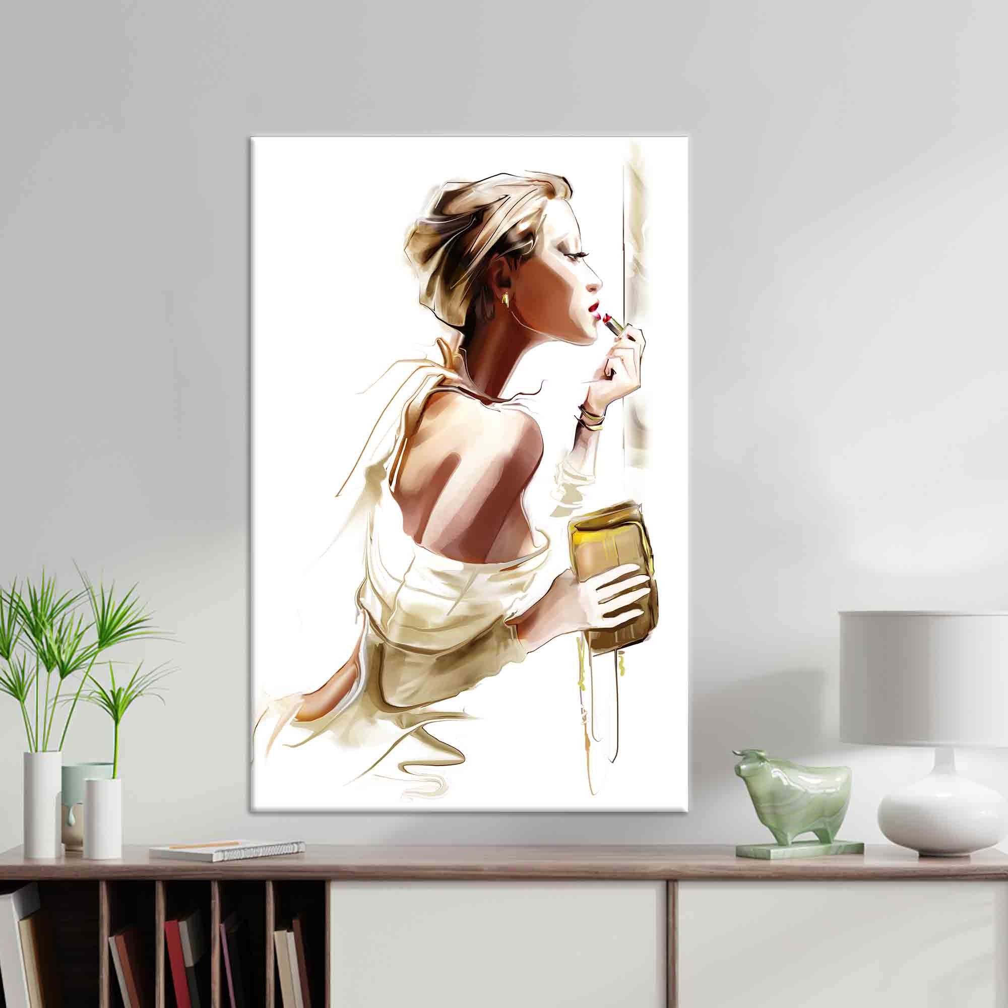 Lipstick Woman Canvas Print: Fashion Illustration Wall Art