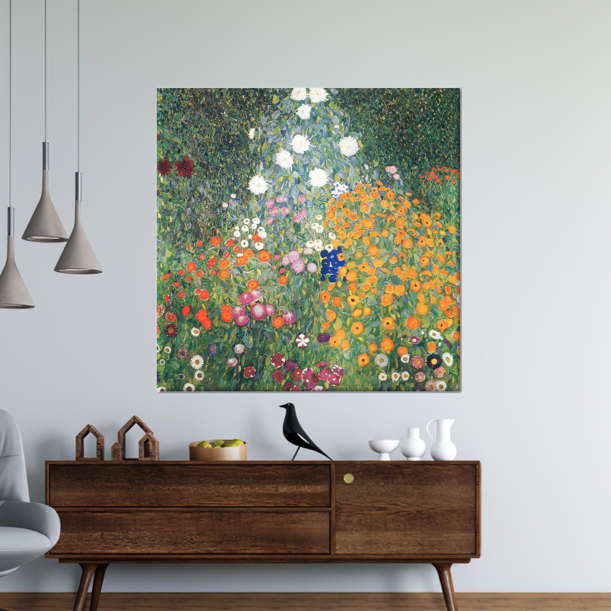 Gustav Klimt Flower Garden Canvas Art, Colorful Floral Wall Decor ...