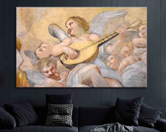 Living Room Wall Art, Large Wall Art, Wall Art Canvas, Angel Painting, Christian God Canvas Art, Renaissance Printed,