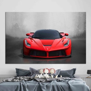 Lienzo de arte de pared, arte de pared de coche de ensueño, decoración del hogar en lienzo, arte de pared de sala de estar, póster de Ferrari, lienzo de regalo para amantes de Ferrari,