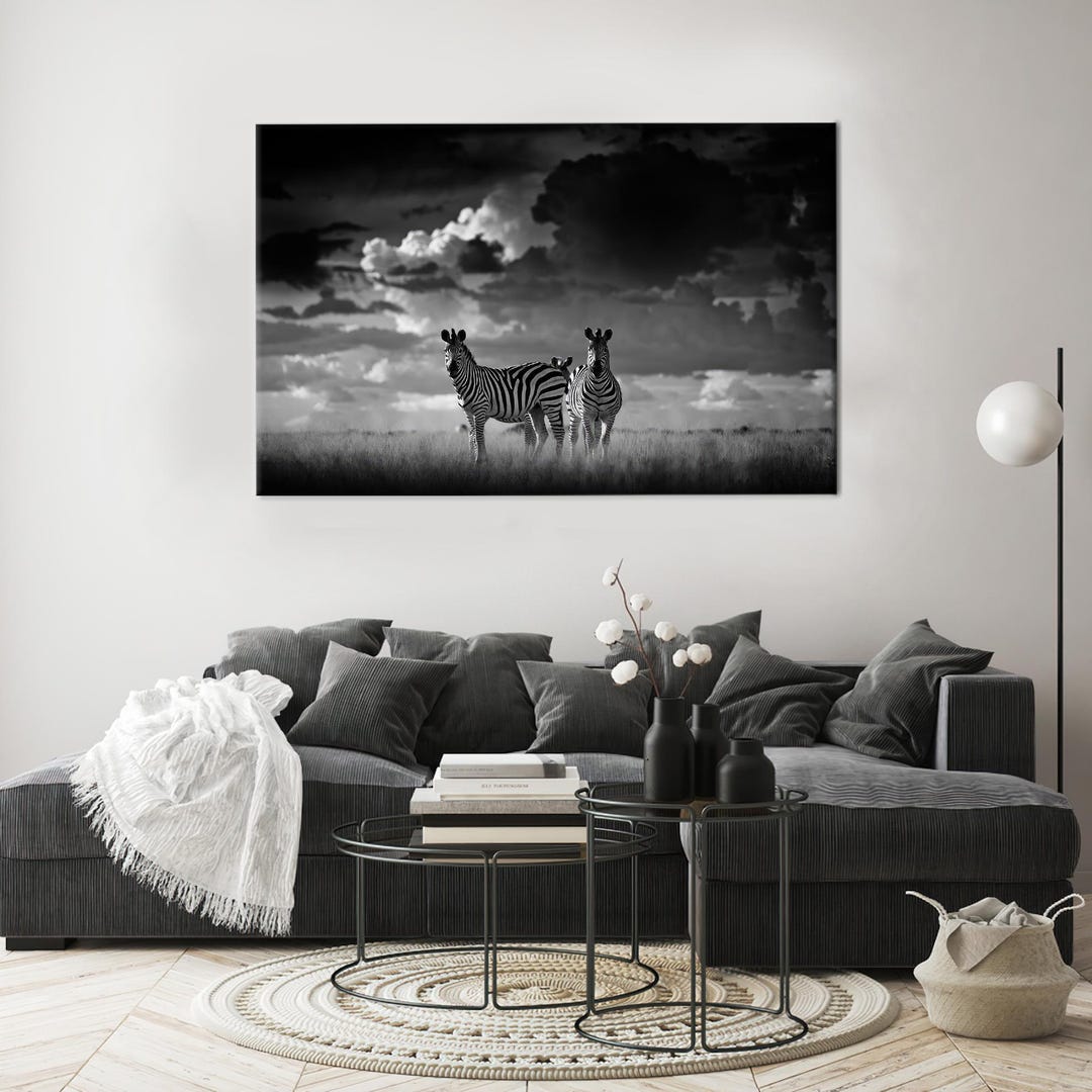 Zebra Canvas Print: African Savannah Black and White Wall Art - Etsy