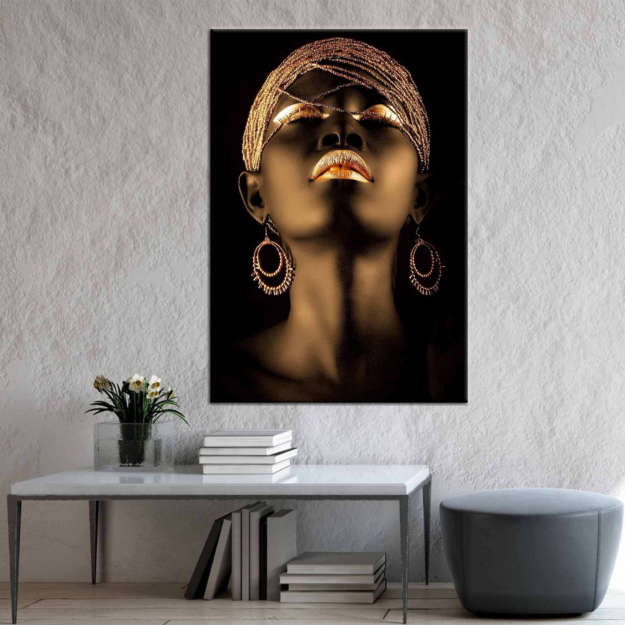 Gold African Woman Canvas Art: Black Woman Portrait Wall Decor - Etsy