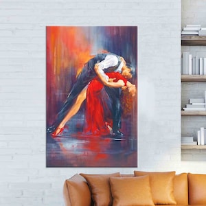 Wanddekor, Leinwand Wohndekor, große Leinwand, Tanzendes Paar Gemälde Druck, Musikzimmer Kunst, Tango Paar Leinwand Dekor, Tanz Leinwand Druck,