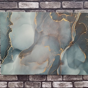 Grüner Marmor Leinwand Kunst: Goldakzent, Moderne Wanddekoration