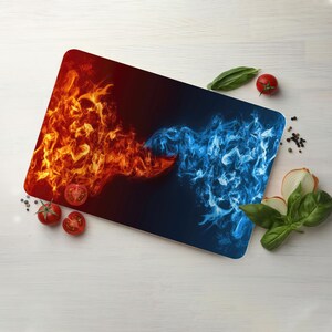 Modern Chopping Board, Abstract Fire and Ice Serving Board, Red Vs Blue Chopping Board, Element War Chopping Board, Chopping Board,