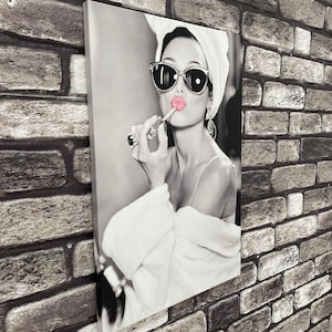 Audrey Hepburn, Arte con estilo de Audrey Hepburn, Maquillaje de Audrey Hepburn, Lienzo de labios de Audrey, Labios rosados de Audrey Hepburn, Póster de Audrey Hepburn,
