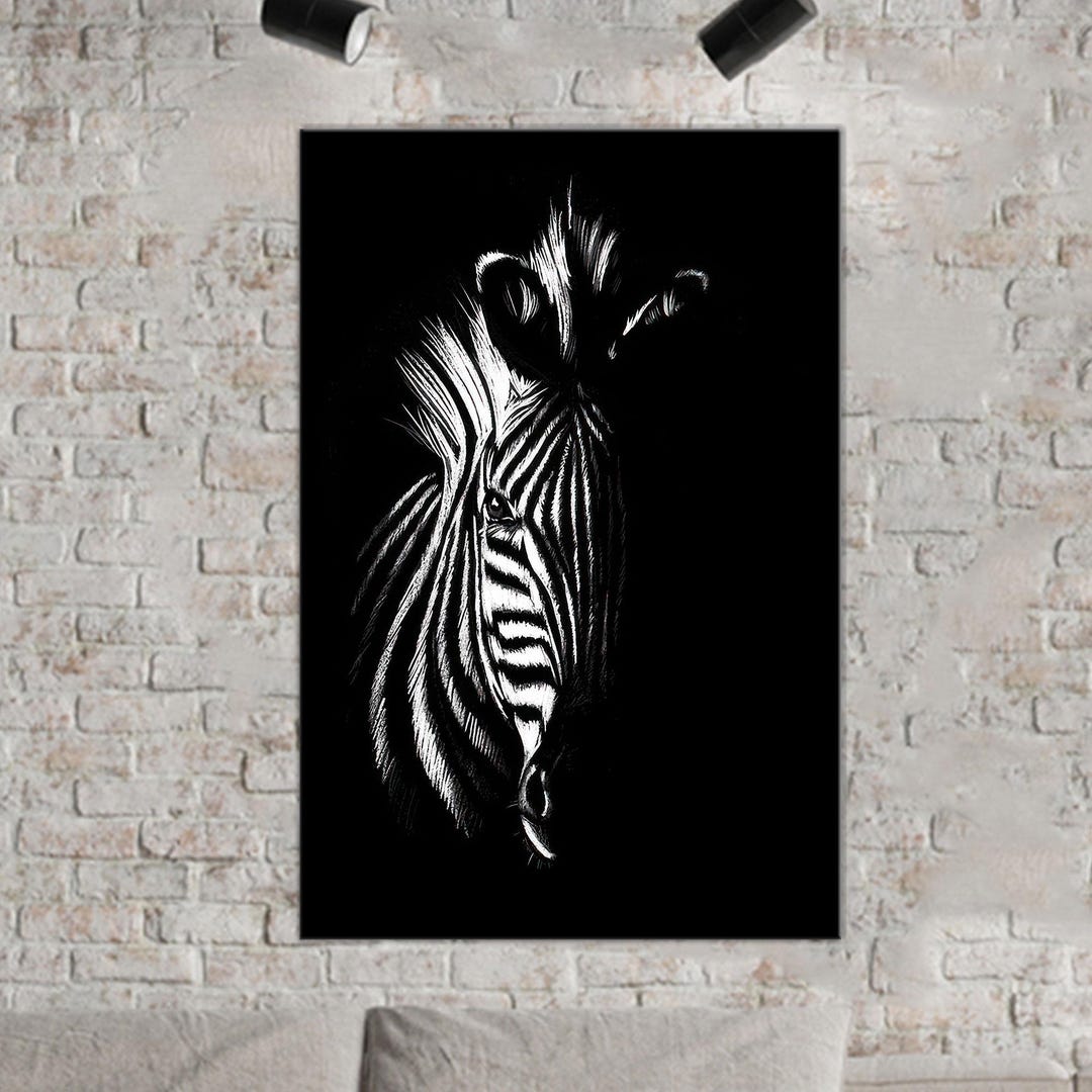 Black and White Zebra Canvas Print: Modern Wildlife Wall Art - Etsy