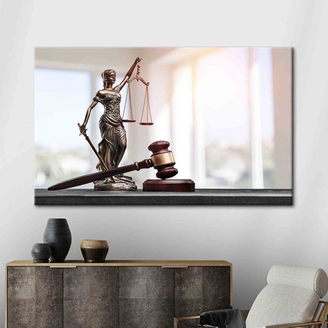 Lady Justice Canvas Print: Themis With Scales, Modern Law Office Decor ...
