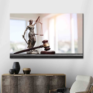 Canvas Decor, Large Wall Art, Wall Art Canvas, Lady Themis With Scales, Justice 3D Canvas, Lady Themis Wall Decor, Modern Canvas Poster,
