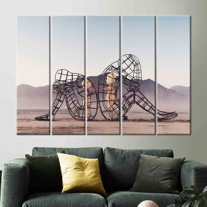 Skulpturen "Inner Child Burning Man": Trendig canvastavla Set of 5 Panels