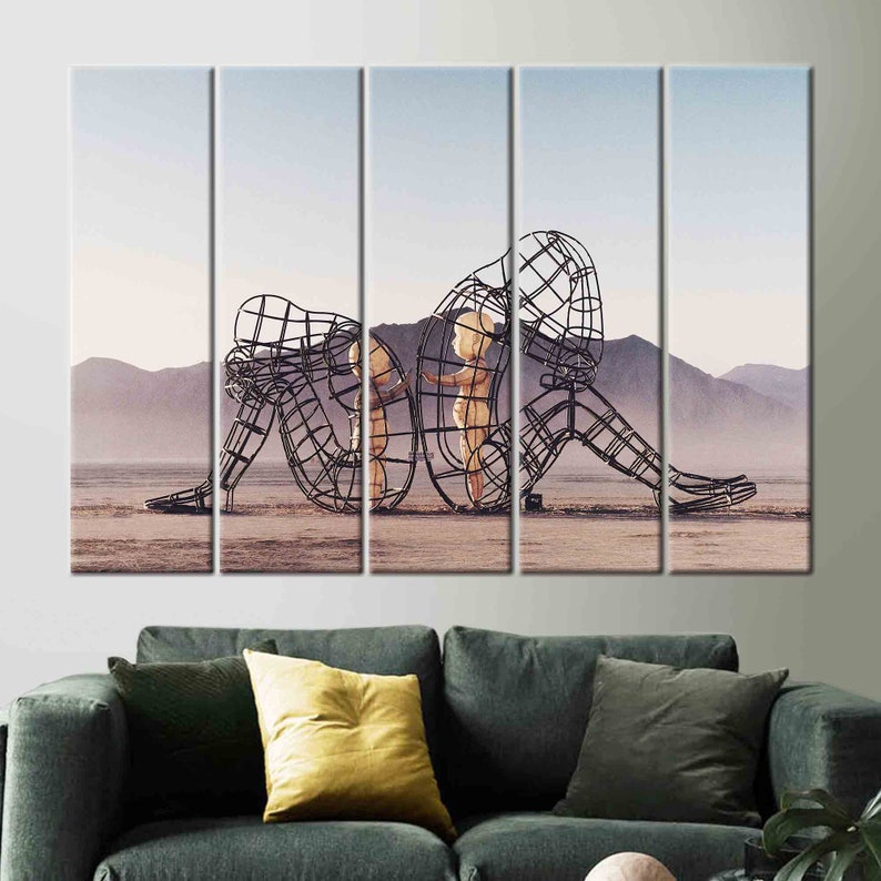 Skulpturen "Inner Child Burning Man": Trendig canvastavla Set of 5 Panels