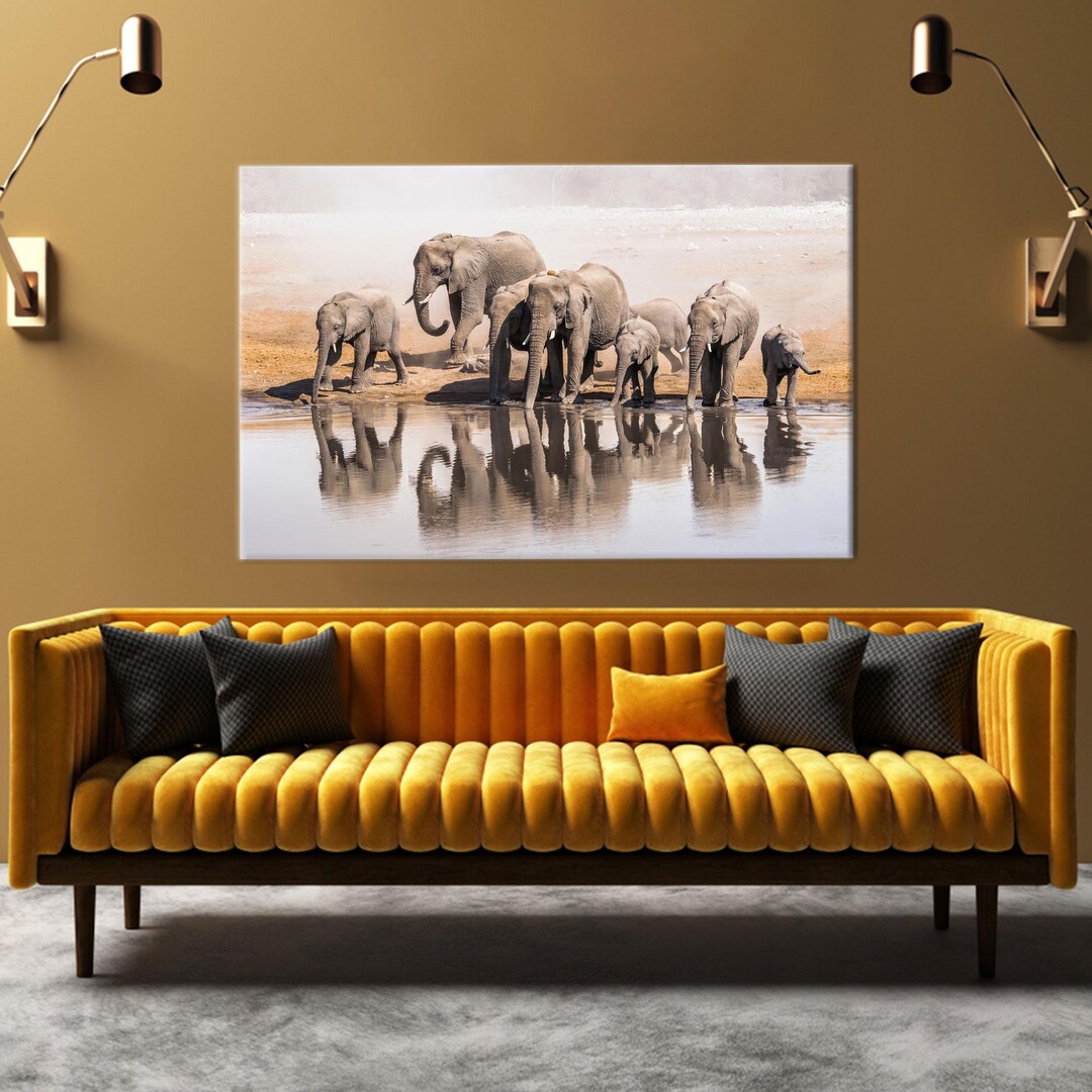 Elephant Family Canvas Art: Wildlife Photography, Rustic Home Decor - Etsy