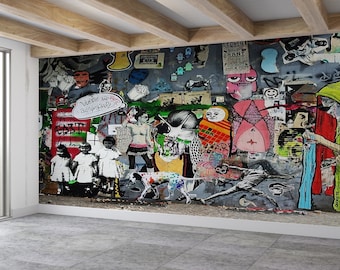 Banksy Graffiti Wandbild: Abstrakte Street Art Tapete