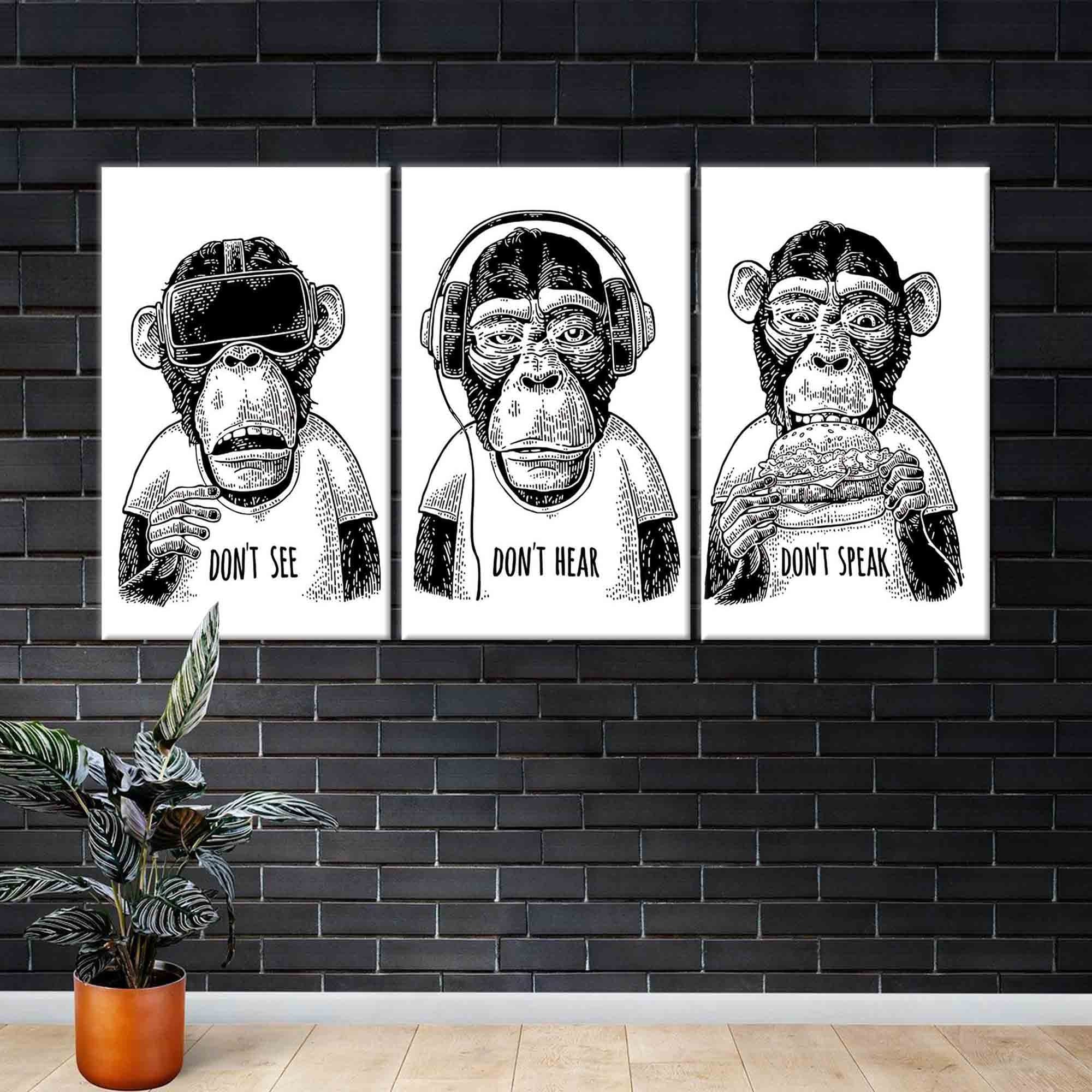 Poster Monkey Black and White Etsy New Zealand