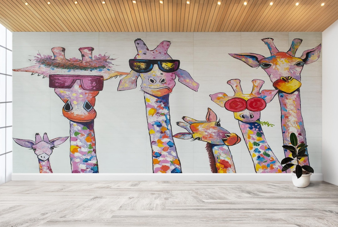 Giraffe Family Canvas Art: Colorful Nursery Wall Decor - Etsy