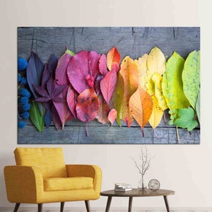 Arte de pared en lienzo, lienzo de hojas, decoración de lienzo de otoño, hojas coloridas de otoño, pintura sobre lienzo, arte en lienzo, decoración de pared de paisajes,