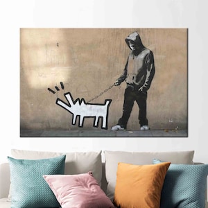 Banksy Barking Dog, Barking Dog Canvas, Banksy Wall Art, Graffiti Canvas, Banksy Dog Art, Dog Graffiti Art Canvas, Abstract Canvas Art,