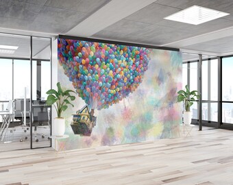 Up Movie Balloons Canvas: Colorful Wall Art, Peel and Stick Wallpaper
