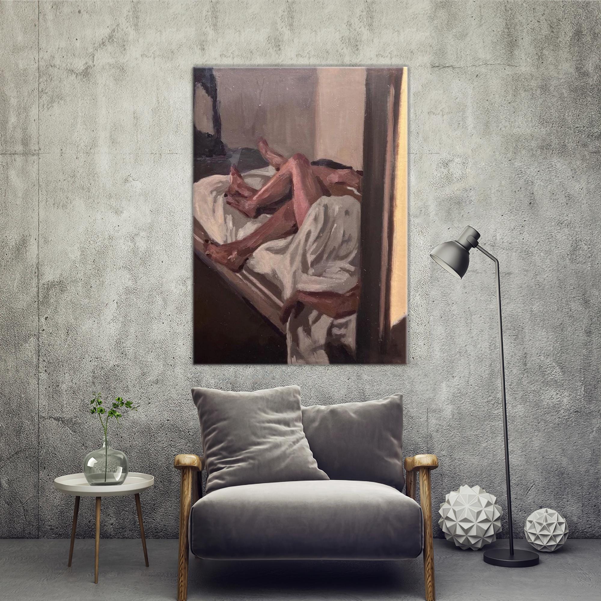Naked Couple 3D Canvas, Couple Wall Hanging, Sexy Canvas Print, Embracing Kissing Couple Canvas Poster, Printable Wall Art,