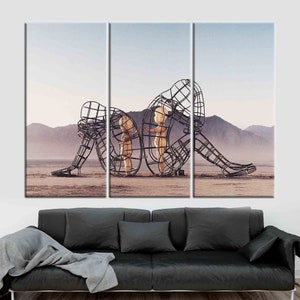 Skulpturen "Inner Child Burning Man": Trendig canvastavla Set of 3 Panels
