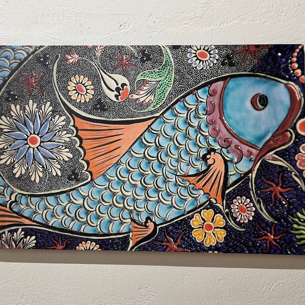 Mosaic Fish Canvas Print: Animal Wall Art Decor