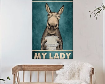 Funny Donkey Canvas Art: Bathroom Toilet Wall Decor