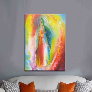 Large Canvas, Wall Art, Living Room Wall Art, Our Lady Of Guadalupe Painting, Religious Art Canvas, Immaculate Mary Printed,