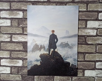 Caspar David Friedrich, Zwerver boven de zee van mist, reproductieprint, bergmuurkunst, bergcanvas, reproductiecanvas,