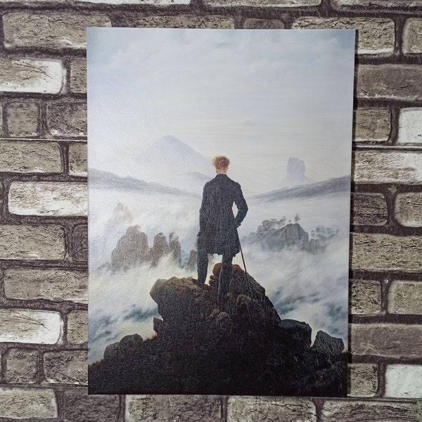 Caspar David Friedrich, Viandante sopra il mare di nebbia, Stampa di riproduzione, Arte della parete di montagna, Tela di montagna, Tela di riproduzione,