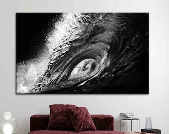 Black And White Surf, Wave Printed, Black And White Art, Wave Landscape Art Canvas, Surf Wall Decor, Wave Photo Art, View Artwork,