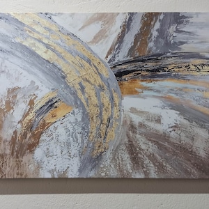 Abstract Gold & Gray Canvas Art: Modern Wall Decor