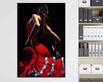3D Wall Art, Canvas Decor, Wall Decor, Spain Style Flamenco Dancer, Music Room Canvas Decor, Music Art Canvas, Spain Tradition Printed,