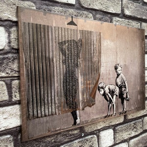 Banksy Lady Shower Canvas Print: Graffiti Wall Art