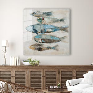 Fish Painting Print on Tempered Glass - Modern Wall Decor