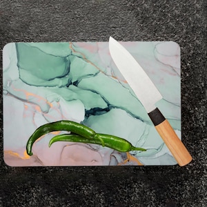 Contemporary Cutting Board, Green Marble Cutting Board, Marble Chopping Board, Luxury Marble Serving Board, Healthy Glass Cutting Board,