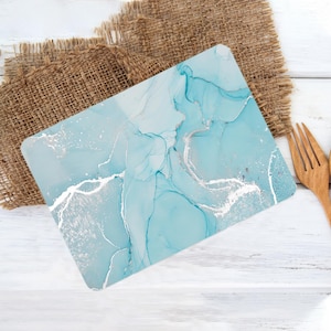 Silver Marble Chopping Board, Shimmery Chopping Board, Turquoise Marble Cutting Board, Marble Serving Board, Tempered Glass Cutting Board,