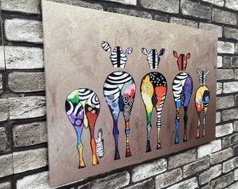 Banksy Zebra Canvas Print: Colorful Animal Wall Art
