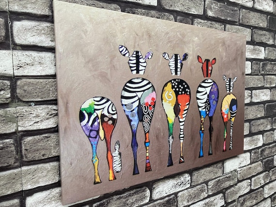 Banksy Zebra Canvas Print: Colorful Animal Wall Art - Etsy