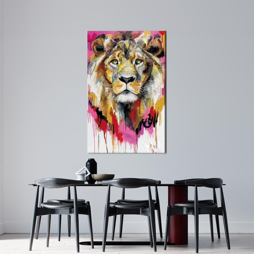 Lion Painting Canvas Print: Modern Animal Wall Decor - Etsy