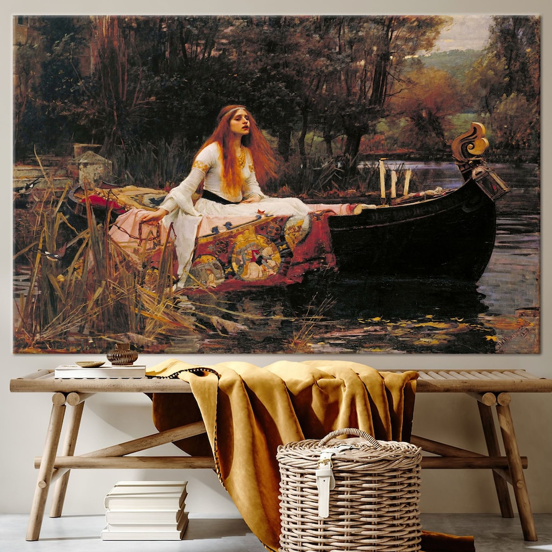 the-lady-of-shalott-canvas-print-pre-raphaelite-art-romantic-decor-etsy