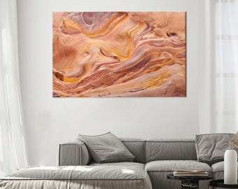 Warm Sandstone Abstract Canvas Art, Neutral Earth Tone Wall Decor, Modern Minimal Wall Poster for Living Room