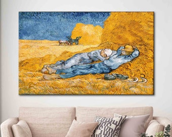 Impresión en lienzo de «Mediodía» de Van Gogh: según Millet, famosa reproducción artística